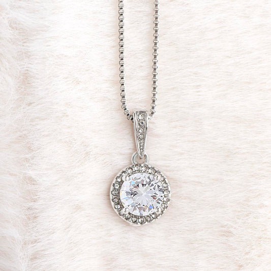 shining eternal hope necklace in a cottony febric