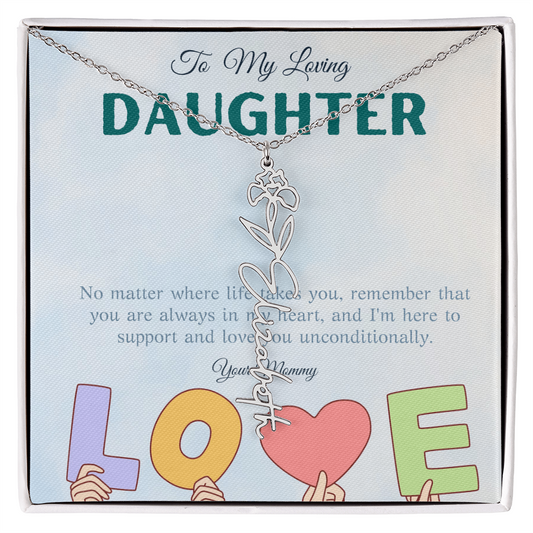 To My Loving Daughter From Mom | Flower Name Necklace