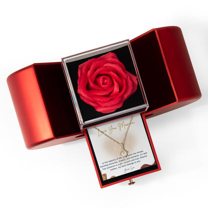 Alluring beauty necklace gold version with heart shaped  rose gift box