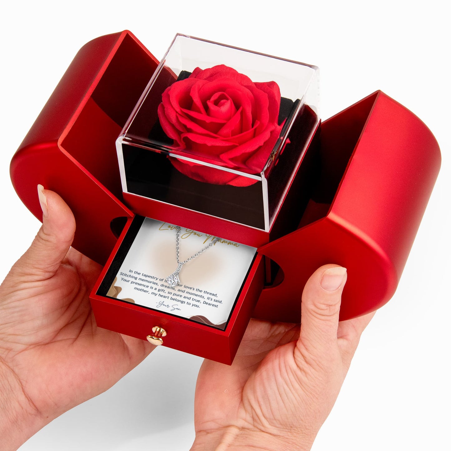 Alluring beauty necklace with heart shaped  rose gift box