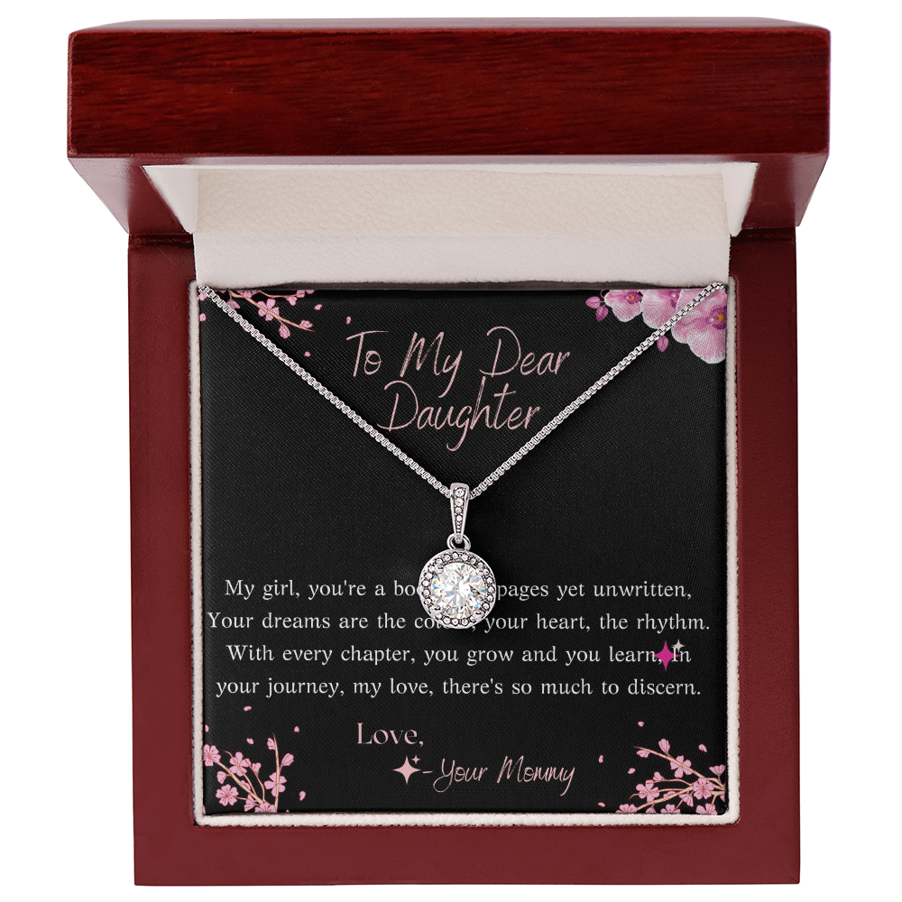 Eternal hope necklace in luxury box with message card in white background