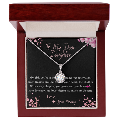 Eternal hope necklace in luxury box with message card in white background