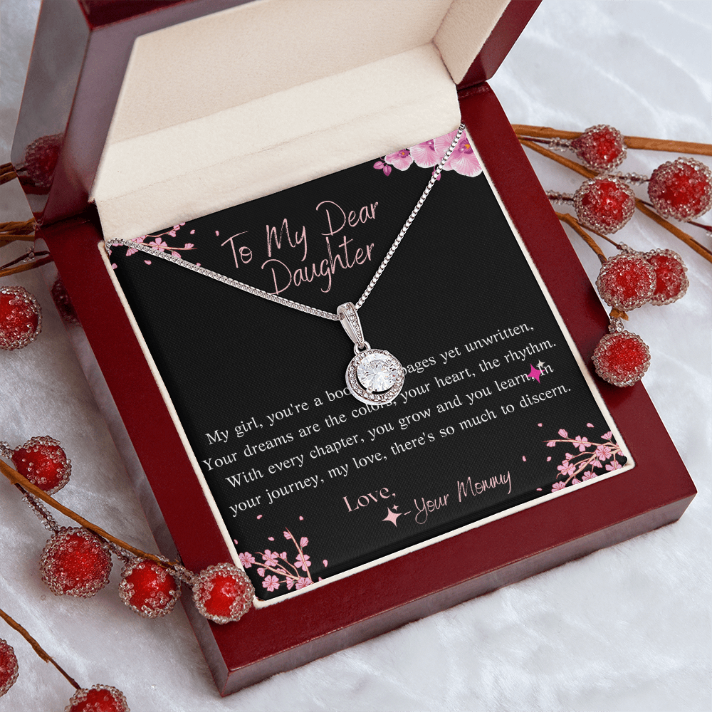 Eternal hope necklace in luxury box with message card in modern background