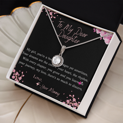 Eternal hope necklace in standard box with message card in a artistic background