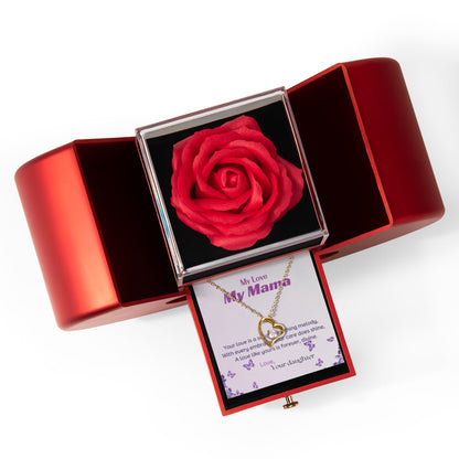 Forever Love Gold color Necklace In Heart shaped rose gift box