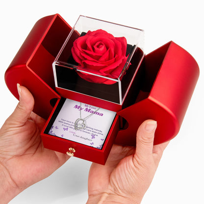 Forever Love Necklace In Heart shaped rose gift box