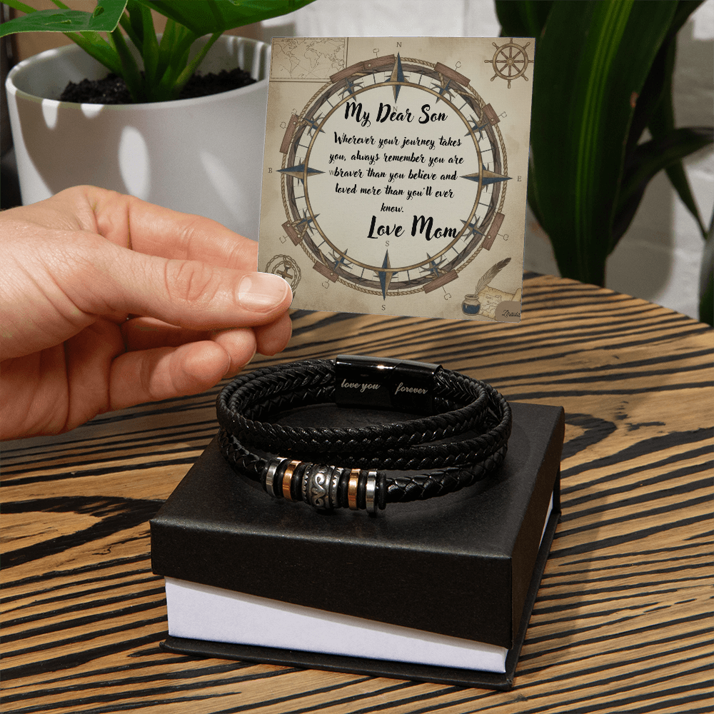 Love You Forever bracelet in standard box with message card in modern background
