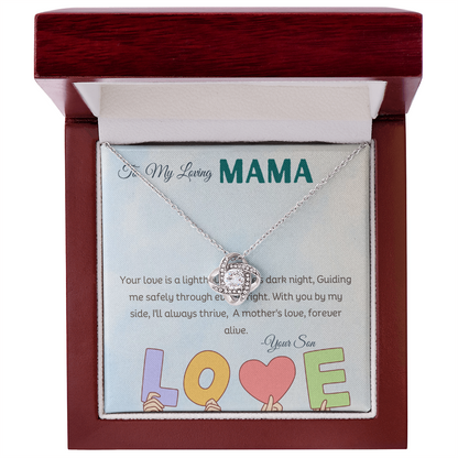 Love knot white gold necklace in a Luxury box with a message card 