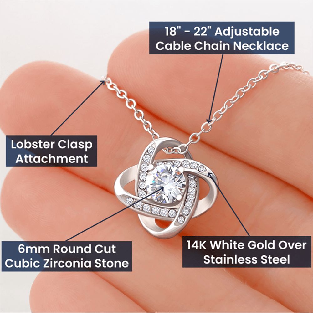 Love knot necklace size guide