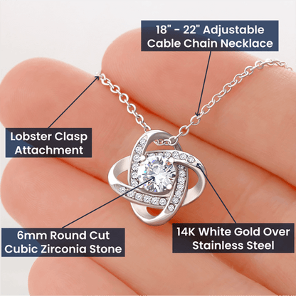 Love knot necklace size guide