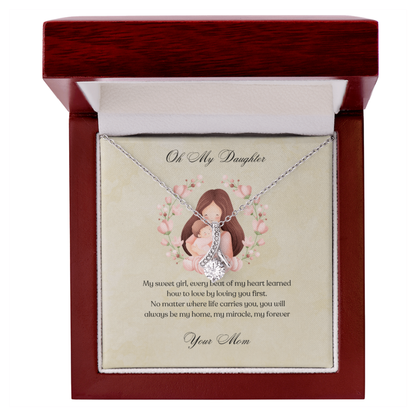 Necklace with a sentimental message card in a Luxury Wooden box