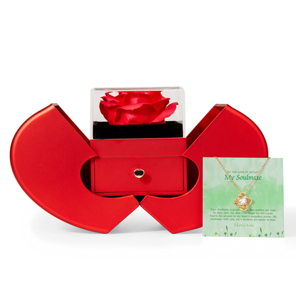 love knot necklace in heart shaped rose gift box yellow gold