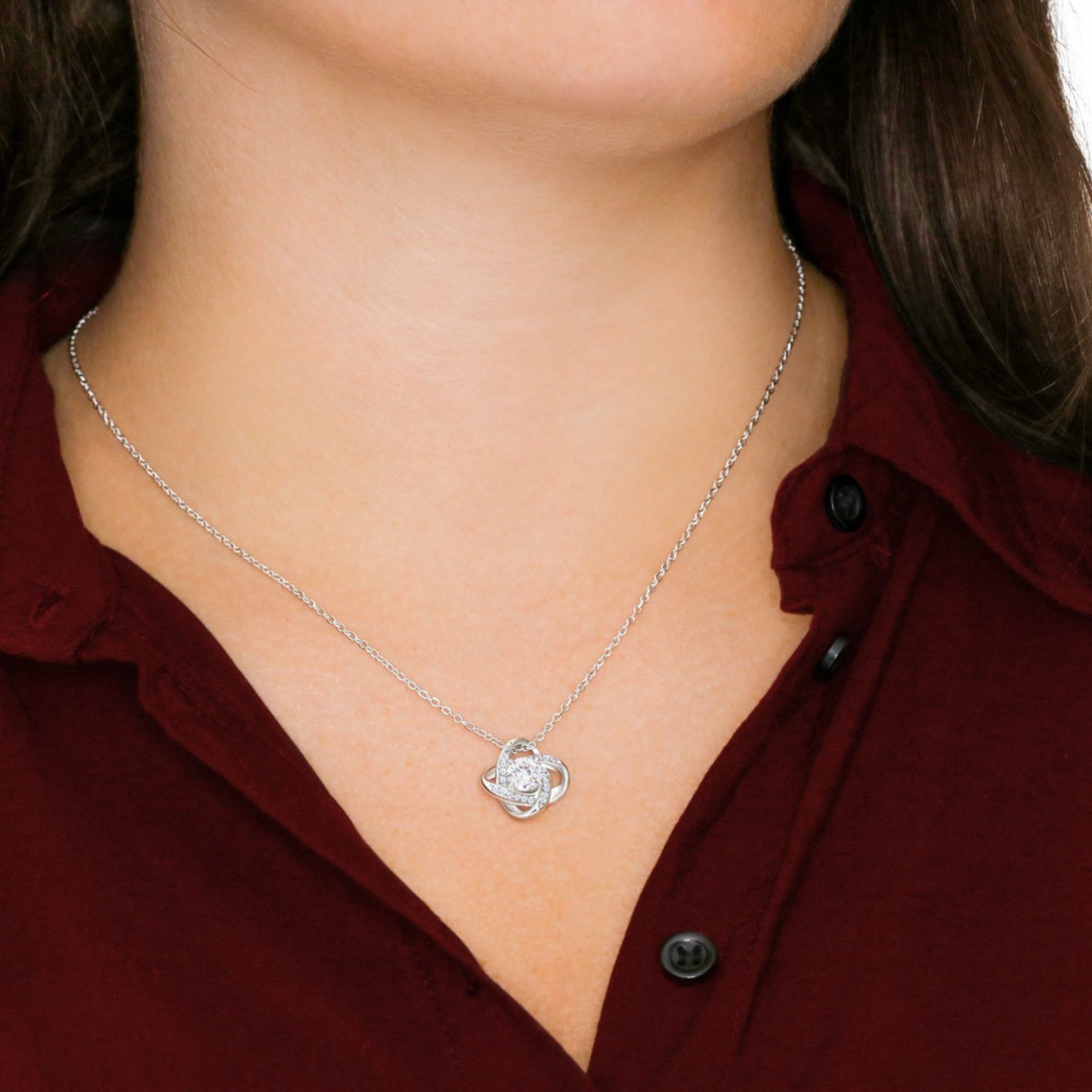love knot necklace life style mock up 2