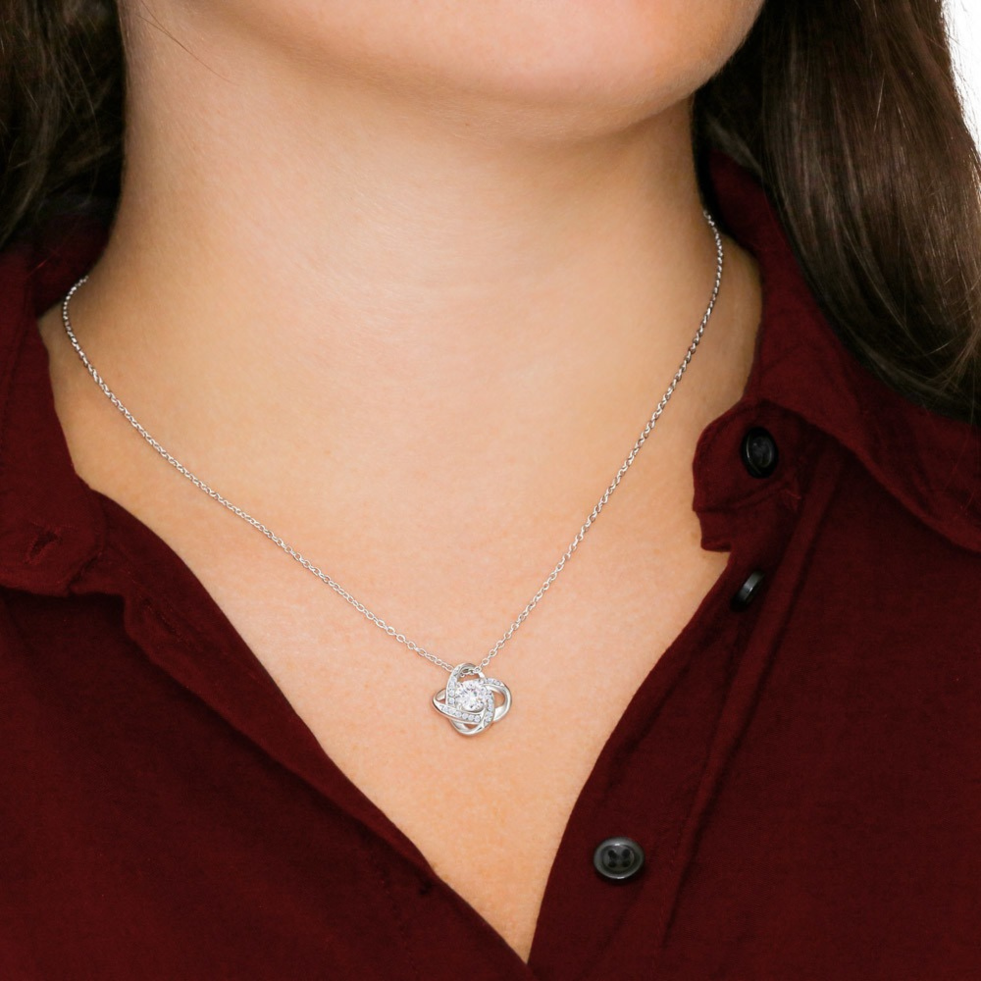 love knot necklace life style mock up 2