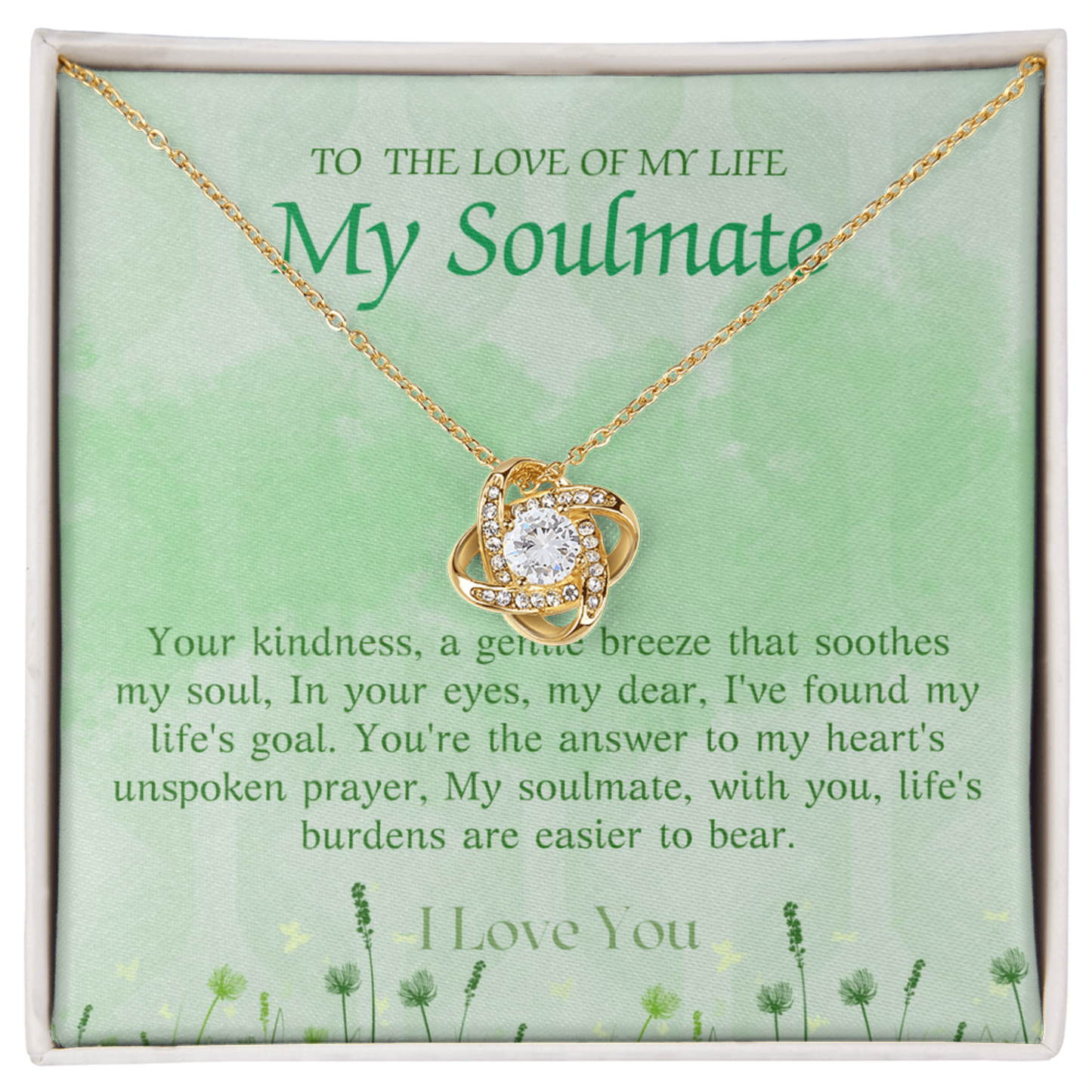 love knot necklace in standard gift box yellow gold