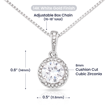 To My Daughter Eternal hope Necklace size and configuration