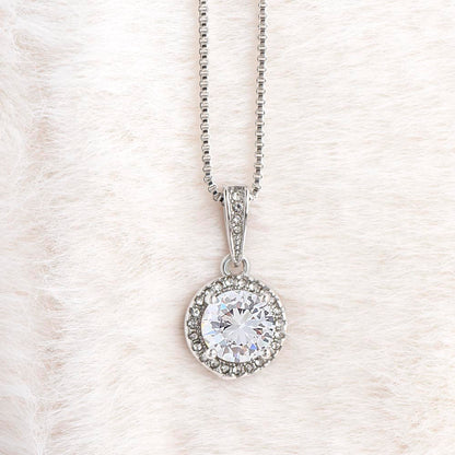 Shiny Eternal hope necklace in a cotton background 