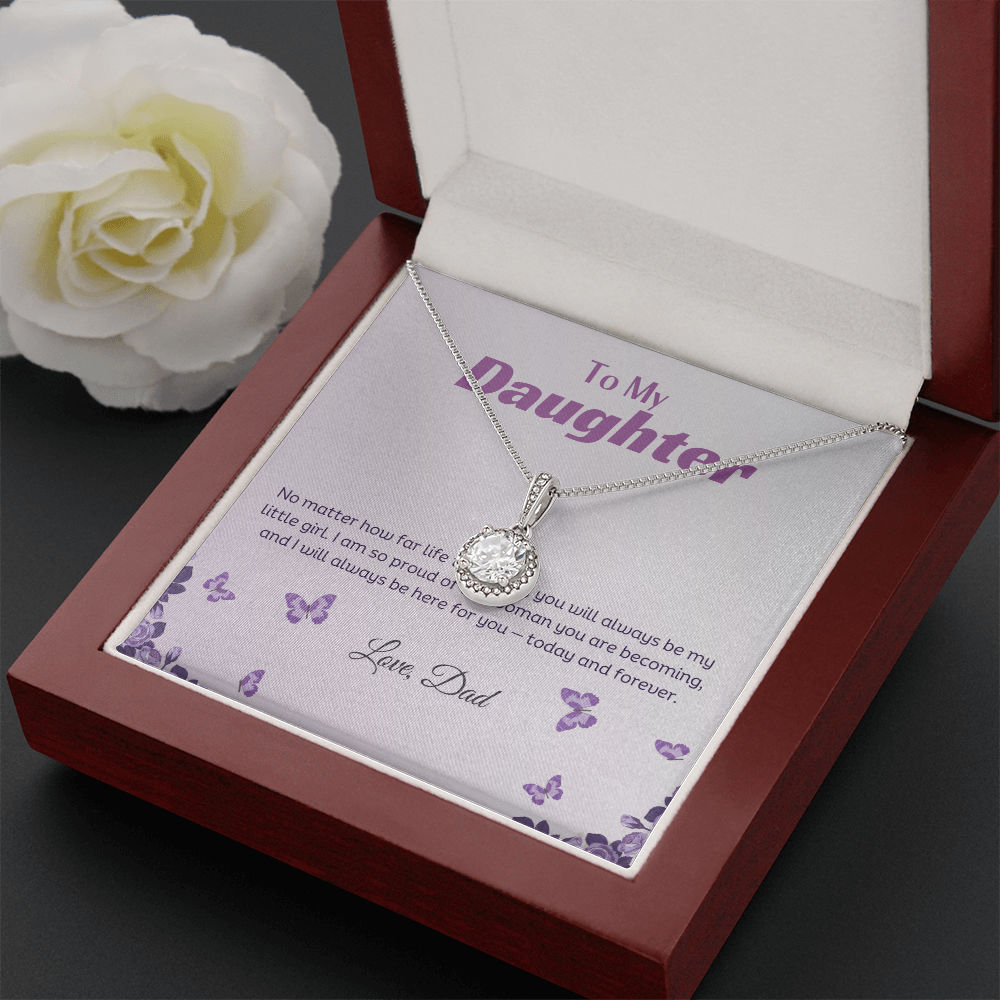 Eternal hope necklace in luxury box with a custom text message with a white rose 