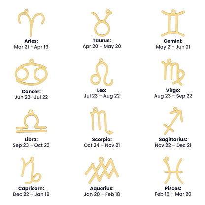 Zodiac Symbols in gold with days count