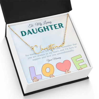 To My Loving Daughter From Mom | Signature Style Name Necklace