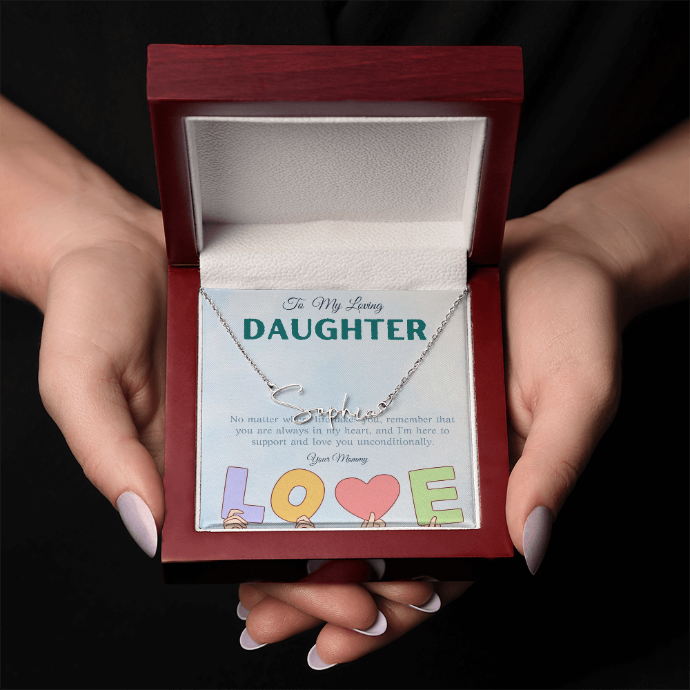 To My Loving Daughter From Mom | Signature Style Name Necklace