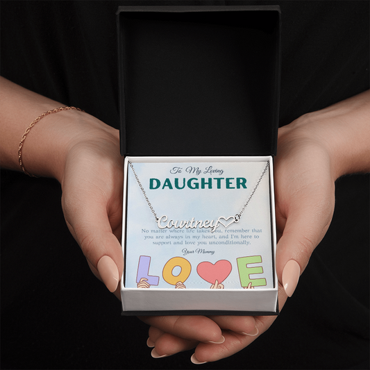 To My Loving Daughter From Mom | Heart Name Necklace