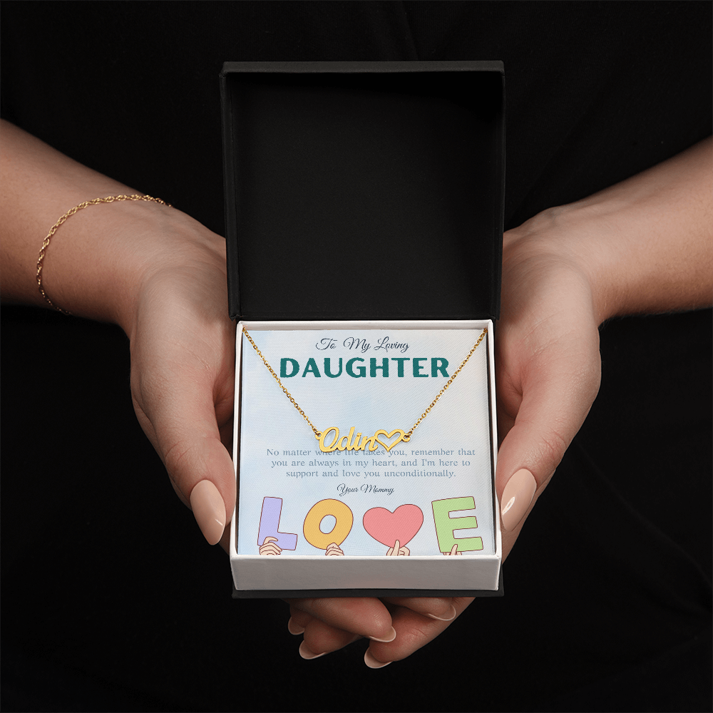 To My Loving Daughter From Mom | Heart Name Necklace