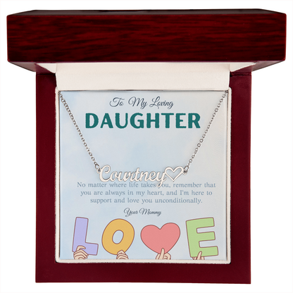 To My Loving Daughter From Mom | Heart Name Necklace