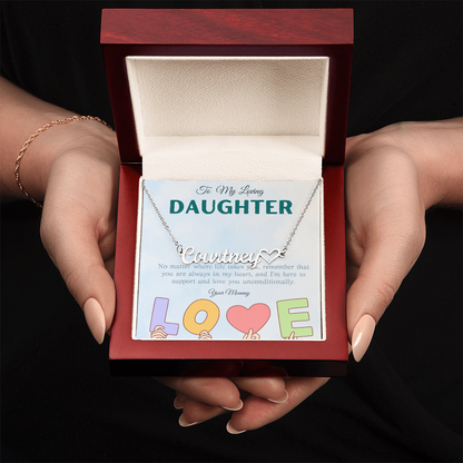 To My Loving Daughter From Mom | Heart Name Necklace