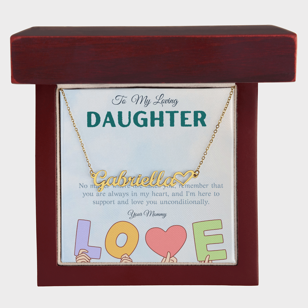 To My Loving Daughter From Mom | Heart Name Necklace