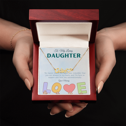 To My Loving Daughter From Mom | Heart Name Necklace