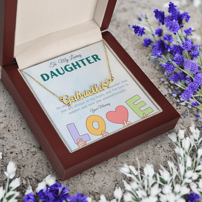 To My Loving Daughter From Mom | Heart Name Necklace