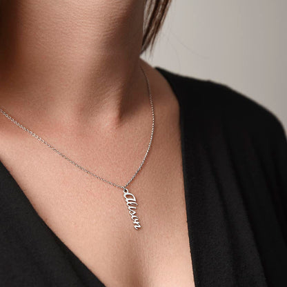To My Loving Daughter From Mom | Vertical Name Necklace
