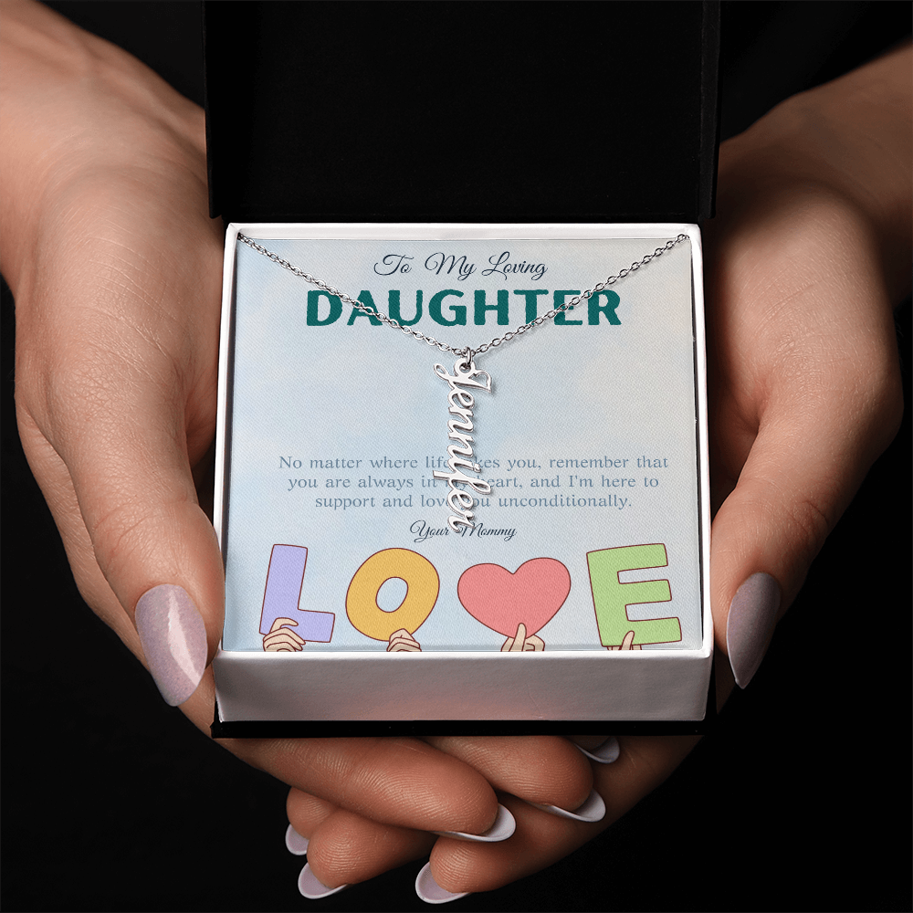 To My Loving Daughter From Mom | Vertical Name Necklace