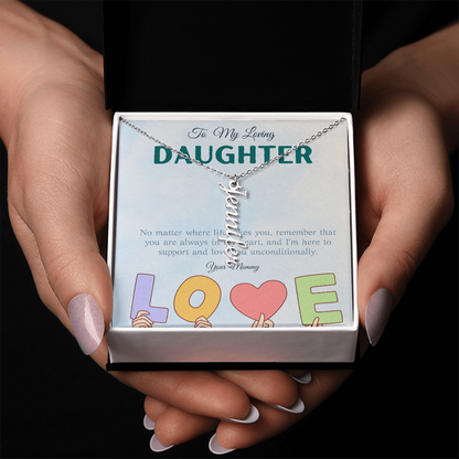 To My Loving Daughter From Mom | Vertical Name Necklace
