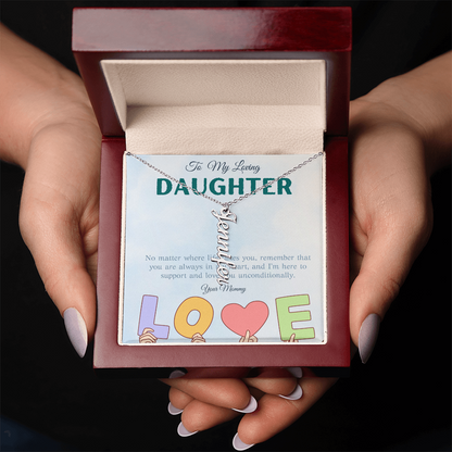 To My Loving Daughter From Mom | Vertical Name Necklace