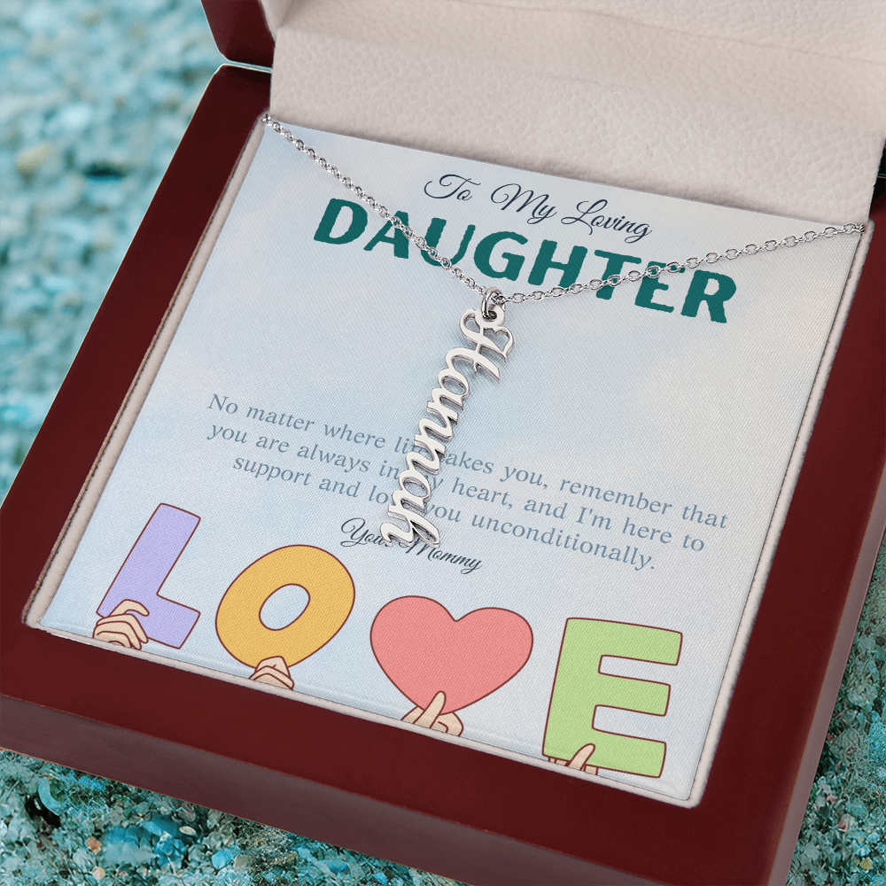 To My Loving Daughter From Mom | Vertical Name Necklace