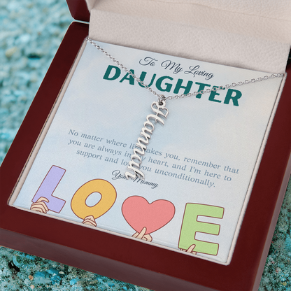 To My Loving Daughter From Mom | Vertical Name Necklace