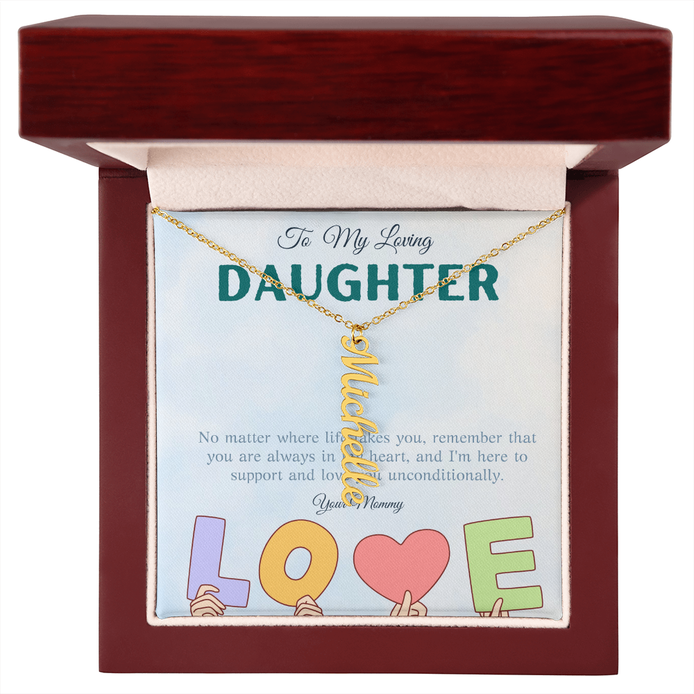 To My Loving Daughter From Mom | Vertical Name Necklace