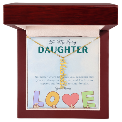 To My Loving Daughter From Mom | Vertical Name Necklace