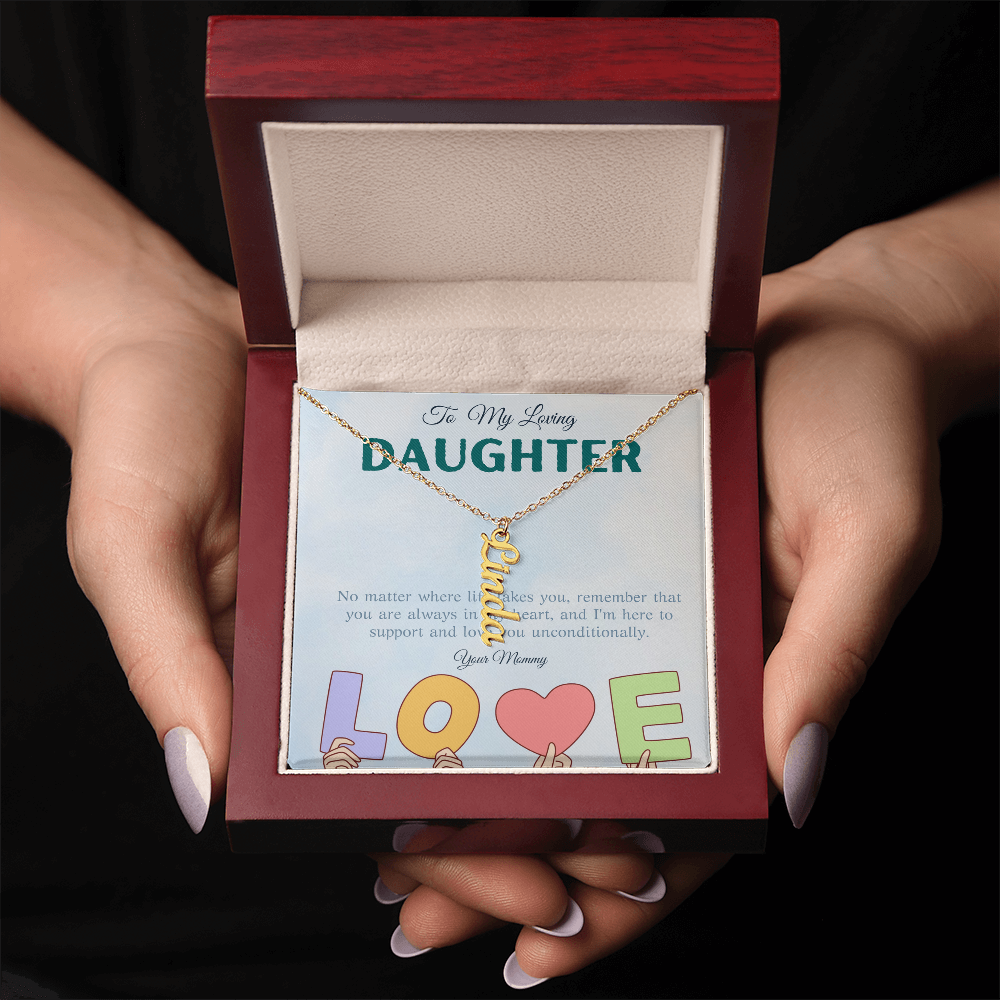 To My Loving Daughter From Mom | Vertical Name Necklace