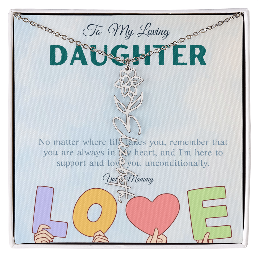 To My Loving Daughter From Mom | Flower Name Necklace