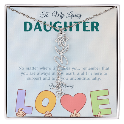 To My Loving Daughter From Mom | Flower Name Necklace