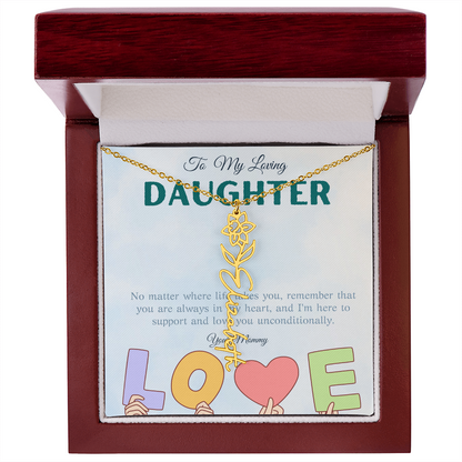 To My Loving Daughter From Mom | Flower Name Necklace