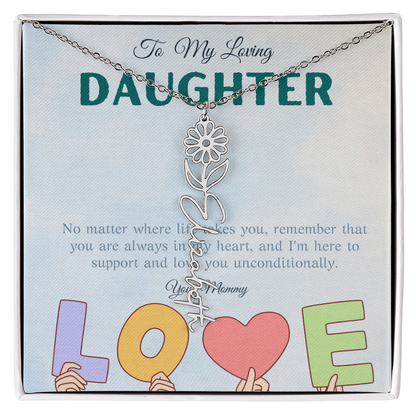 To My Loving Daughter From Mom | Flower Name Necklace