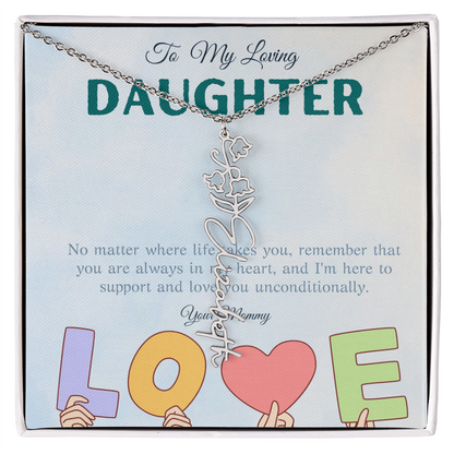 To My Loving Daughter From Mom | Flower Name Necklace