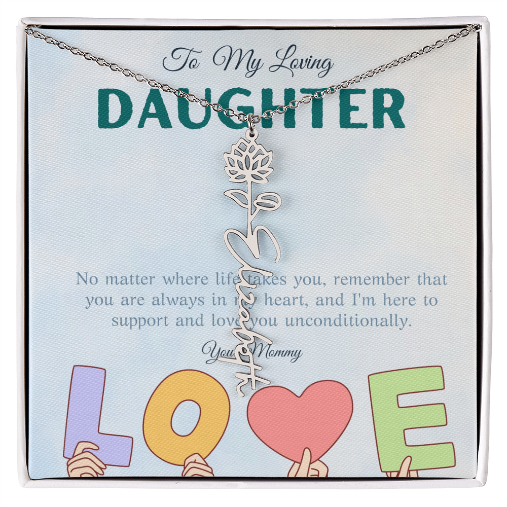 To My Loving Daughter From Mom | Flower Name Necklace