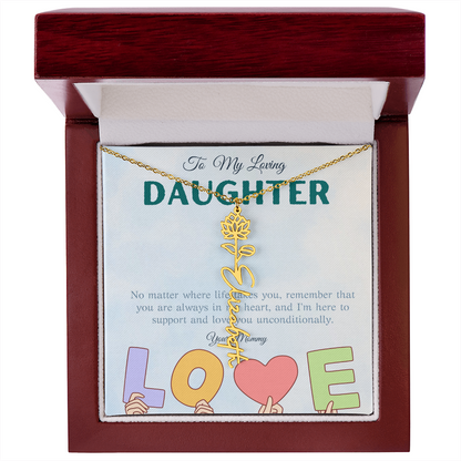 To My Loving Daughter From Mom | Flower Name Necklace