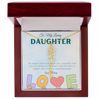 To My Loving Daughter From Mom | Flower Name Necklace