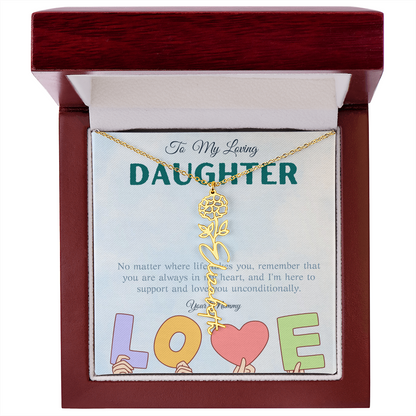 To My Loving Daughter From Mom | Flower Name Necklace